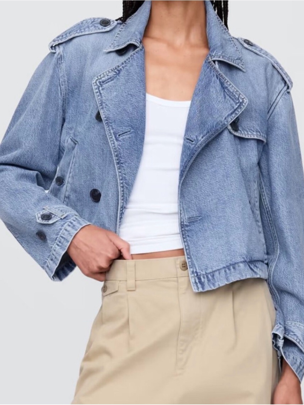 GAP Light Blue Cropped Denim Jacket